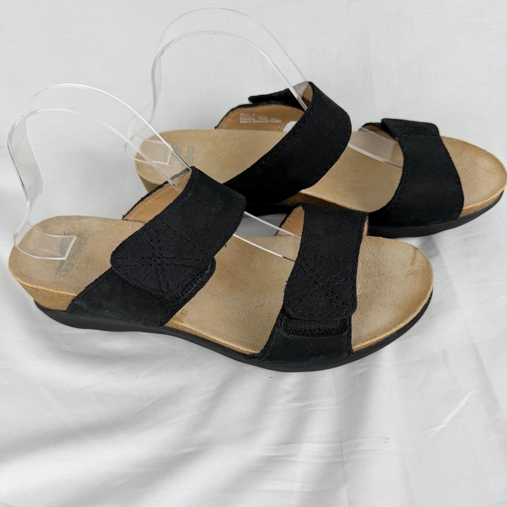 Dansko Maurice Black Nubuck Leather Wedge Slide Sandals Womens 9 - Picture 2 of 10